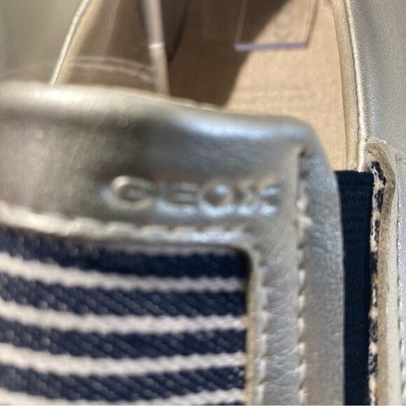 GEOX Sz 10 Plimsolls Glyo Silver Canvass Slip On Loafers Flats - Picture 3 of 11